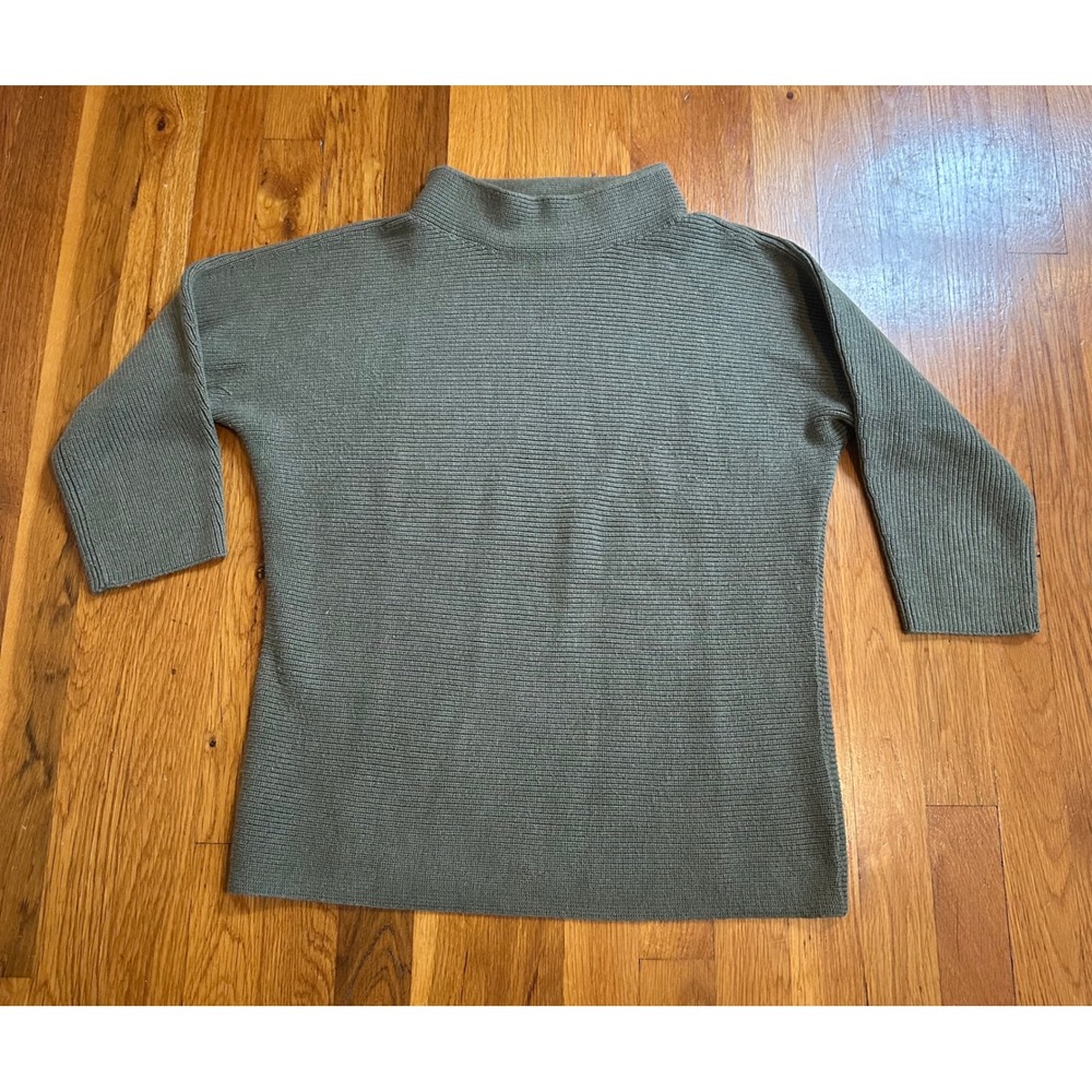 Lands End Womens Small Olive Green Ribbed Mock Neck Drifter Sweater 502246
